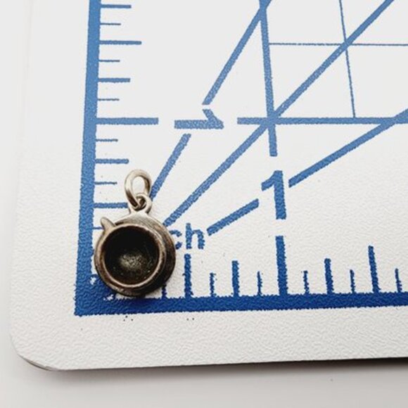 Sterling Silver Teacup Charm Pendant Necklace Italy Box Chain - Picture 5 of 11